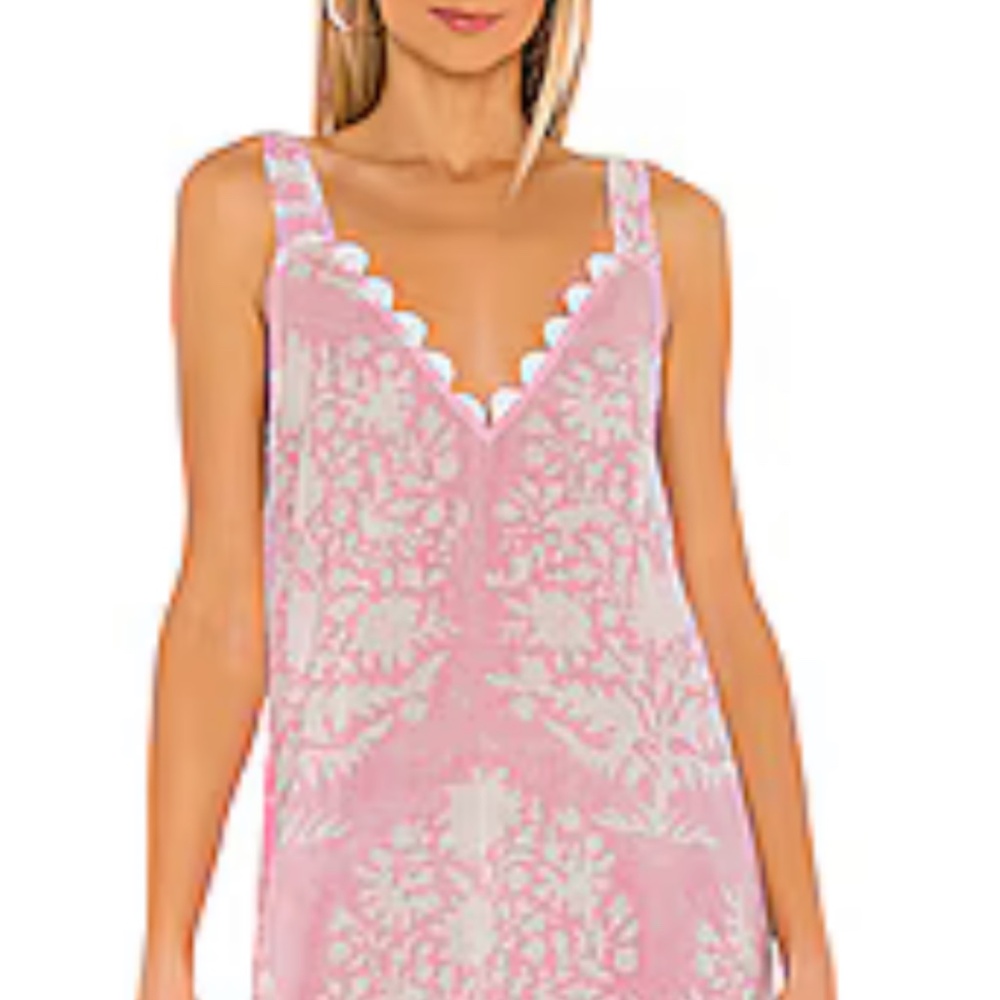 Juliet Dunn pink and white cotton vneck maxi dress - Picture 2 of 16